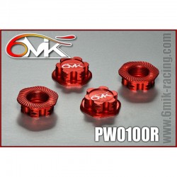 PW0100R - Ecrous de roues borgne 6MIK rouge (4pcs)